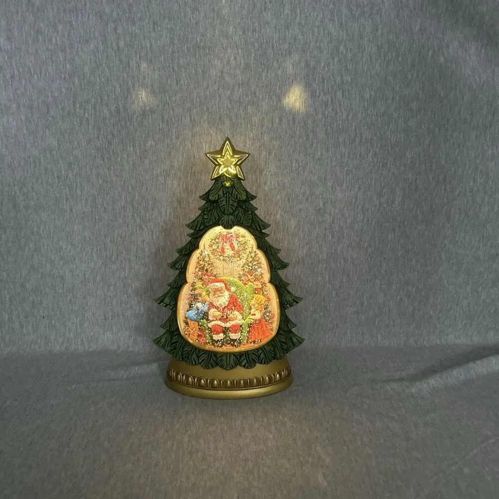 Holiday Traditions Illuminated Glitter Tree Santa Snow Globe Christmas-Works! - Picture 10 of 16